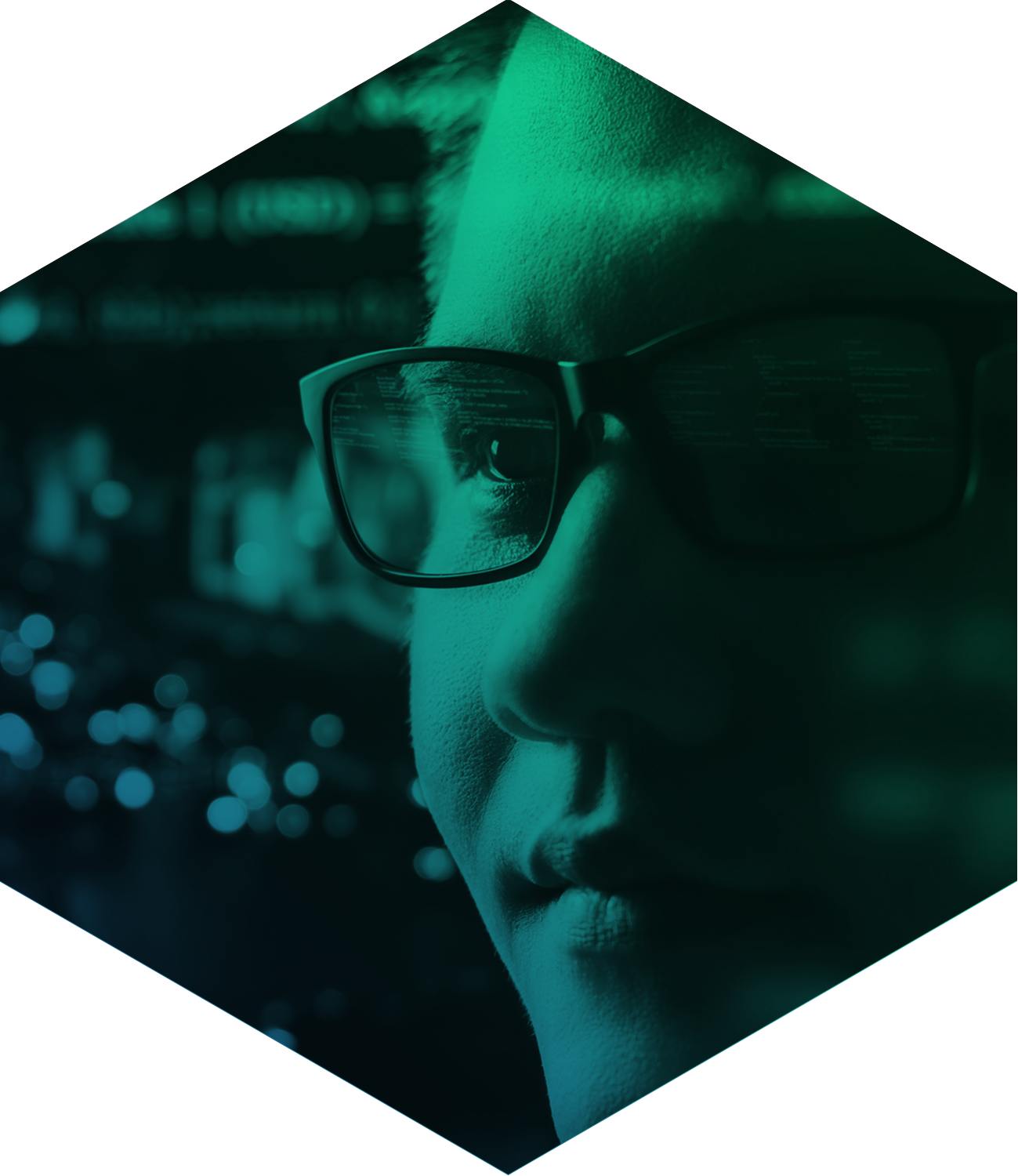 boy with glasses with green filter